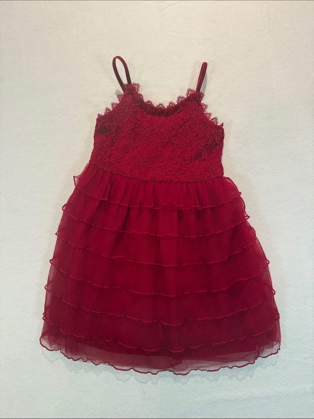 Girls' Red Lace & Layered Tulle Dress Sz 6 NWT ZZ